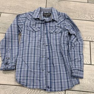 Boy's Blue Plaid Button-Down Shirt
